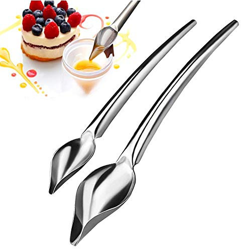 2 Stück Edelstahl Dessert Schokolade Kaffeelöffel, Dekorative Löffel Set Edelstahl Dekorative Löffel Für Diy Kuchen Schokolade Gebäck Dekoration Koch Kochen Malerei Bleistift Löffel Werkzeug