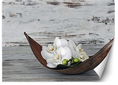 Feeby Vlies Fototapete Blume Orchidee Spa 200x140 cm Grau Tapeten Wandekoration Wohnzimmer Schlafzimmer Büro Flur Rustikal Shabby Chic