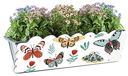 MAXXMEE Blumenkasten-Dekoration in Schmetterlings-Design | Blumenkasten-Verkleidung mit Clip-System | Für Standart-Blumenkästen (30-50 cm Breite) | 50 x 17 x 0,5 cm