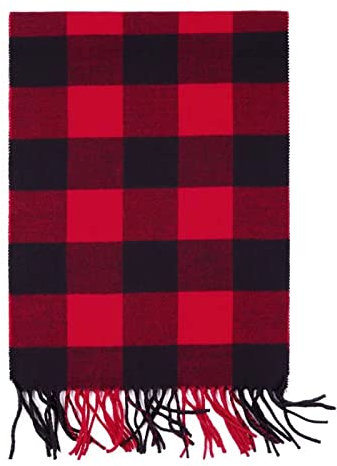 AUSEKALY Schal für Herren und Damen, Kaschmir-Halstuch, kariert, Winterschal, Herbst, weich, klassisch, warm, Rot, Grau, Medium