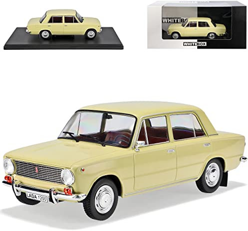 Ixo Lada 1200 Schiguli WAS-2101 Limousine Cream Beige Mit Sockel 1/24 Whitebox Modell Auto mit individiuellem Wunschkennzeichen