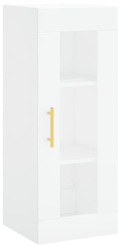 Yisssmeng Hängeschrank Weiß 34,5x34x90 cm aus Holzwerkstoff mit Glasfront Modernes platzsparendes Highboard für Flur Wohnzimmer und Schlafzimmer