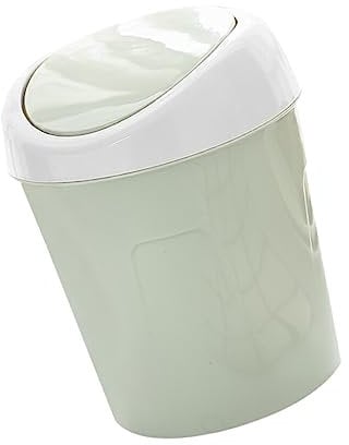 BOKIOESDE 3L Roll Cover Trash Can Plastic Office Desktop Small Rubbish Bin Portable Multi-Purpose Peel Waste Basket Accessories, Green