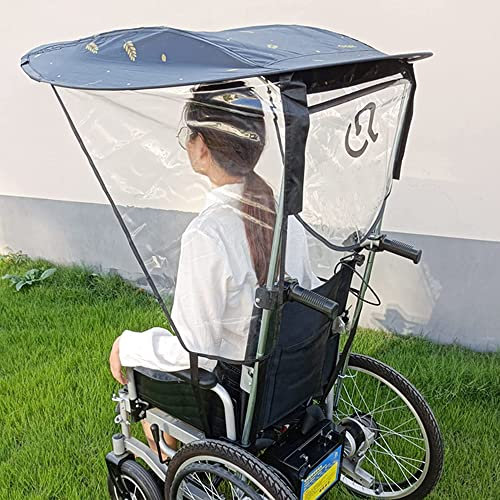 Tapef@ Rollstuhl-Markise,Elektrorollstuhl-UV-Schutzabdeckungen, Halbgeschlossene Regenschirm-Überdachung-Markise, Universal-Rollstuhl-Schirm-Mobilitäts-Sonnenschutz-Regenschutz