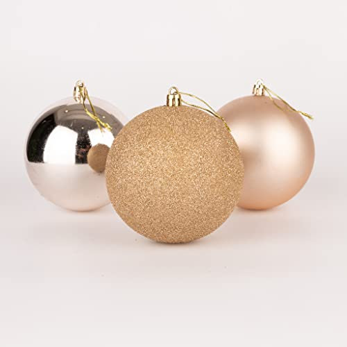 60 mm/18 Stück Weihnachtskugeln, bruchsicher, Champagner-Gold, Weihnachtsbaumschmuck, Kugel, Ornamente, Kugeln, Weihnachtsdekoration, Urlaubsdekoration, glänzend, matt, glitzernd