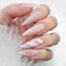 JUSTUSNX Lot de 24 faux ongles longs Stiletto français dégradés rose avec lignes ondulées à presser pour femmes et filles