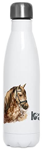 GRAZDesign Gourde en acier inoxydable - Motif cheval - 500 ml - Personnalisable - Pour l'école, la maternelle