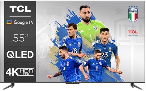 TCL C641 QLED 4K UHD Fernseher 55 Zoll (138cm), 120 Hz Gaming, HDR10+, Dolby Vision, Dolby Atmos, Smart TV, Triple-Tuner DVB-T2/S2/C, Google TV, Schwarz, 2023