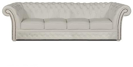 Chesterfield Bank Winfield Basic Luxus Leder | 4-Sitzer | 2 bis 4 Wochen Lieferzeit (Weiß)