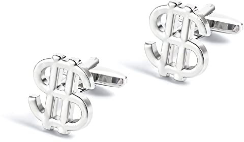 Originelle Manschettenknöpfe – Manschettenknöpfe mit Fantasie-Motiv – Partyzubehör oder Kostüm, Hemd und Jacke, Smoking, Dollar, One size