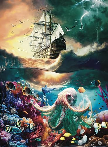 1000 Teile Puzzle Piratenschiff Seaboat Unterwasserwelt Meerestiere Meer