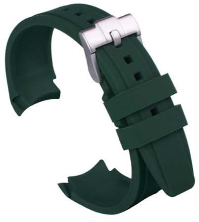 uEmoh Uhrenarmband für Moonswatch, gebogen, keine Lücken, weiches Silikon, Omega X Swatch Moonwatch-Armband, Speedmaster, 20 mm, Schnellverschluss, Ersatzarmband, für Herren und Damen, Dunkelgrün