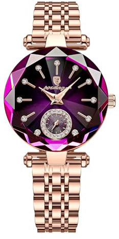 BIEWO Orologio da polso da donna, quadrante diamantato, elegante cinturino in pelle, al quarzo, alla moda, display analogico, delicato regalo, impermeabile, per anniversario, compleanno, matrimonio