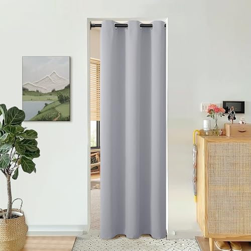 BGment Hellgrauer Türvorhang, 203 cm Länge, für Tür, Schlafzimmer, Schrankvorhang, Privatsphäre, thermisch isoliert, Verdunkelungsösen, Raumteiler für Raumtrennung, 1 Panel, 106,7 cm breit