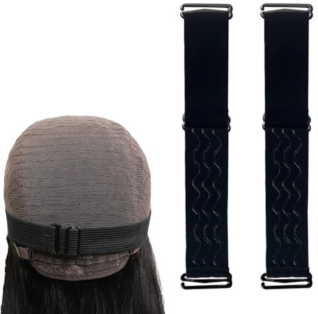 Lot de 2 bandes élastiques réglables pour perruques - Amovibles - Antidérapantes - Noir - Pour la fabrication de perruques sans colle