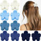 ATODEN Pinzas pequeñas para el cabello de flores azules para cabello fino y fino, 10 pinzas de garra para cabello de 1.6 pulgadas, pinzas de mandíbula pequeñas mate, accesorios para el cabello para