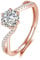 Deyanse Silver Women's Ring, 925 Sterling Silver Engagement Ring for Bride Girls Ladies, Adjustable Open Cubic Zirconia Eternity Promise Rings, Hypoallergenic Rose Gold Wedding Ring Thumb Ring
