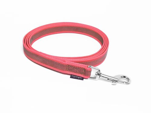 Mystique® Gummierte Leine 20mm ohne Handschlaufe Standard Karabiner neon pink 3m
