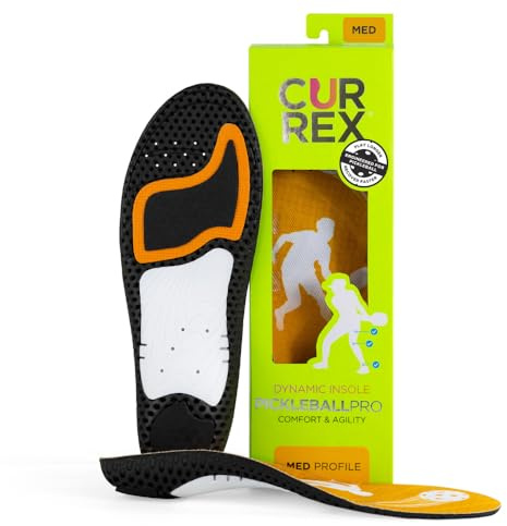 CURREX PICKLEBALLPRO Insoles for Pickleball Shoes – Arch Support Inserts w/Super Grip Surface & Premium Heel Cushioning, Helps Improve Foot Stability – for Men & Women– Medium Arch, Medium