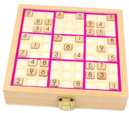 Baoblaze Holz-Sudoku-Spielbrett, Holz-Sudoku-Brettspiel-Set, Schubladen zur Aufbewahrung, Sudoku-Brettspiel für Kinder im Alter von 7–14 Jahren, ROSA