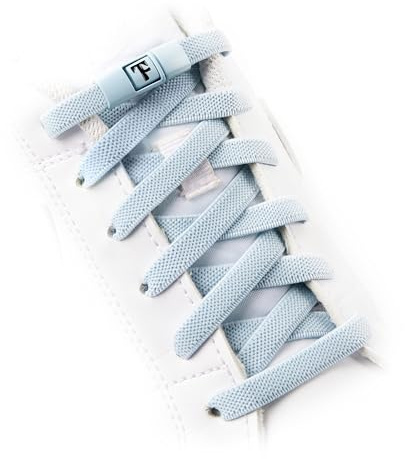 TEEZY No Tie Shoe Laces for Trainers | Premium Elastic Weave & Chrome Buckle | Adult/Kids Tieless Elastic Shoelaces | ORIGINAL (Sky Blue)