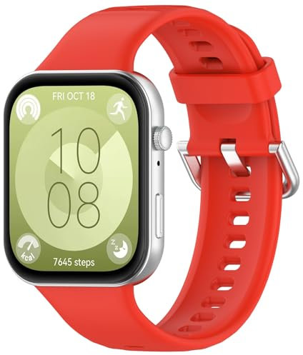Wownadu Pulsera Compatible para Huawei Watch Fit 4/4 Pro / 3 Correa Silicona Repuesto Mujer Hombre Recambio Sport Band Rojo (sin Reloj)