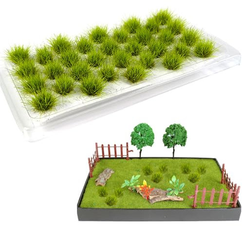 Helweet Static Grass, Statische Grasbüschel, Grass Tufts Statische, 32 Stück Modellbau Gras, Geeignet für DIY Landschaften, Modelleisenbahnszenen, Architekturmodelle, Mini Feengärten