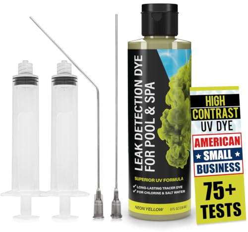 Pool-Leckerkennungs-Färbe-Set, mit 2 Präzisions-Applikatoren, hergestellt in den USA, überlegene, langlebige UV-Poolfarbe, lokalisiert Lecks, für alle Pool-, Spa- und Whirlpool-Typen, 237 ml