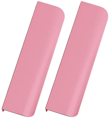 FQFLXY6589 2 Stück Versteckter Türgriff Kinderzimmer Schrankgriffe Aluminiumlegierung Möbelgriffe,Unsichtbare Schubladengriff für Küchenschränke,Kleiderschrank,Tür,Schubladen,Kein Locher (80mm,Rosa)