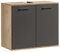 mokebo® Waschbeckenunterschrank in Eiche-Schwarz 'Der Waschbär', Waschtischunterschrank oder Unterschrank fürs Waschbecken im Badezimmer, auch als Badezimmerschrank o. Badschrank 60x70x34 (HxBxT)