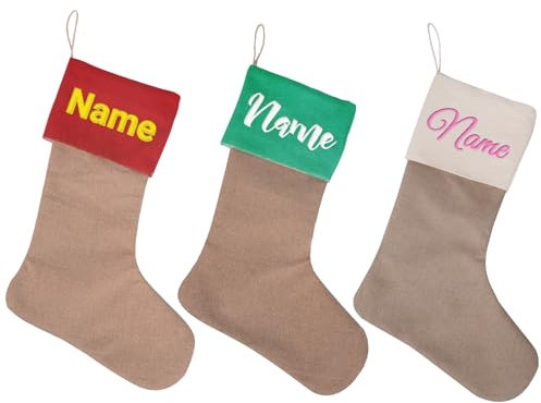 Nikolausstiefel Jute Weihnachtsstrumpf Personalisiert,Nikolausstrumpf,Weihnachtsstrumpf,Weihnachtssocken zum Aufhängen,Nikolausstiefel mit Namen (Stil 8, 1 Pc)