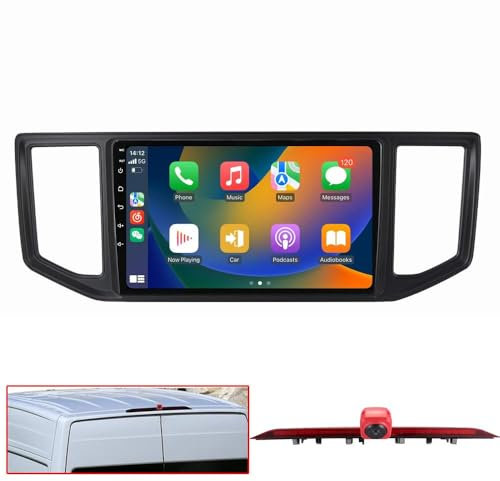 Auto Radio Autospieler GPS Navi Navigation Carplay/Android Autoradio 10 Zoll HD-Touchscreen USB Bluetooth kabellos WiFi Player, Ersatz für VW Crafter Kasten 2017-2021 (Mit passender Bremslichtkamera)