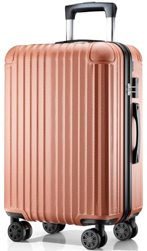 ABISTAB Koffer Trolley Mittelgroß 66x45x27cm, Hartschalen Reisekoffer mit 4 Rollen & Zahlenschloss, leicht Handgepäck Koffer, Rosa