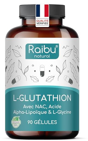 GLUTATHION Réduit à 98% - L-Glutathion avec Précurseurs dont NAC, Acide Alpha-Lipoïque & L-Glycine - Obtenu par Fermentation - Antioxydant - 500 mg Haute Dose - 90 Gélules Végétaliennes