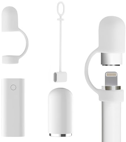 Adattatore di ricarica e cappuccio magnetico sostitutivo per Pencil Gen, accessori per Pencil 1 con adattatore di fissaggio e cappuccio protettivo in silicone, adattatore per Pencil 1 a USB C