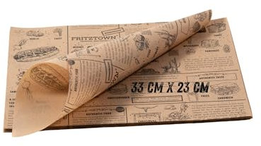 FRITZTOWN Deli Paper | Unbeschichtetes Einschlagpapier für Burger, Sandwich & BBQ | Fettabweisendes Food Paper | Perfekt für Street Food & Delikatessen (33x23 cm, 100 Blatt)