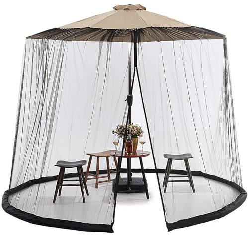 lyrlody Sonnenschirm für Moskitonetz, Insektenhaus-Schutznetz für Terrasse, Veranda Garten-Terrasse, für Sonnenschirm Insektenschutz (940 cm)