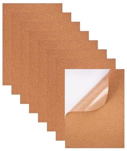 Zyiphor 8 Stück Korkplatte Selbstklebend Korkwand Pinnwand 2 mm Dicke 30x21cm DIY Cork Board Korktafeln Rechteck Untersetzer Kork für die Wand Fußböden Dekoration