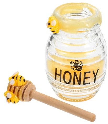 ULTECHNOVO Faux Honey Pot with Wooden Honeycomb Dipper Bee and Honey Jar Spring Summer Farmhouse Tiered Tray Party Decor Centerpiece