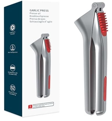 KITCHENDAO Heavy-duty Garlic Press, Built-in Scraper & Cleaning Pusher