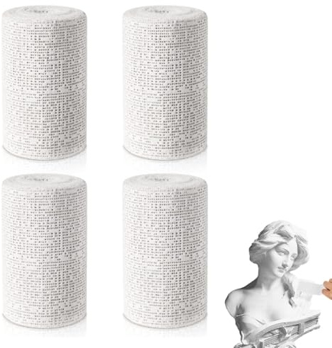 YUVKIN 4er Pack Gipsbinden Set Gipsrollen Gips Binden Babybauch Gipsabdruck Gipsbinde Rolle Abdruck Verband zum Basteln und Modellieren (7,5 x 460 cm)