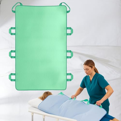 Pflegeunterlage für Bettlägerige – Umlagerungshilfe mit 8 Griffen, 86x132 cm, saugfähig, wasserdicht, waschbar & wiederverwendbar, ideal zum Drehen, Aufrichten und Umlagern