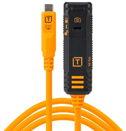 Tether Tools TetherPro Optima 10G 16' USB-C TetherBoost Locking Extension | Cable - Black | TetherBoost Signal Technology | Immediate Camera Recognition | 10Gbps Fast Data Transfer