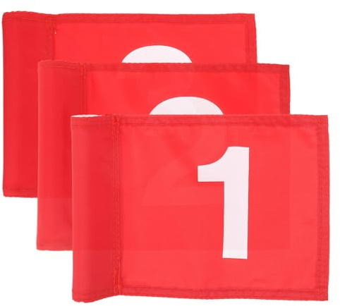 MOBUTOFU 3pcs Golf Number Flags Set Red 1-3 for Golf Practice Training, Putting Course Pin Flags, Outdoor Sturdy Golfing Court Markers
