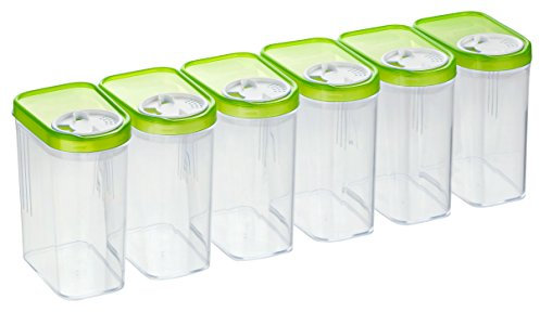 Kigima Schüttdosen 0,5L 6er Set Grün – Vorratsdosen mit Deckel luftdicht – Schüttdose für Gewürze & Lebensmittel – Frischhaltedosen mit Deckel – Aufbewahrungsbox mit Schüttfunktion – Made in Austria