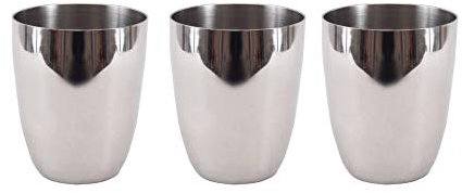 Shradha Trading – Set da 3 bicchieri in acciaio INOX, acciaio INOX, vetro, Chilling boccali da birra, multiuso, in acciaio, vetro, metallo spazzolato bicchieri acqua bicchieri in acciaio INOX