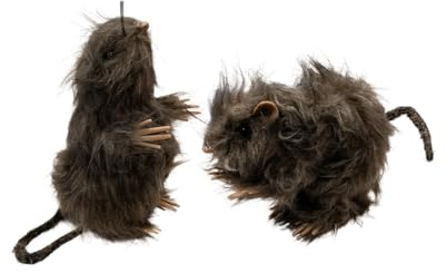 Horror-Shop Mini Ratte mit Kunstfell als tierische Halloween Deko
