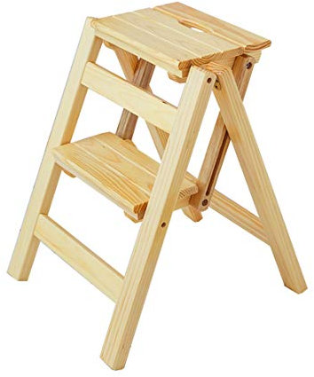 Taburete de paso Escaleras plegables Taburete plegable de madera para adultos Cocina para niños Escaleras pequeñas Escalera multifunción/escalera Escalera con 2 pasos para la biblioteca doméstica Es