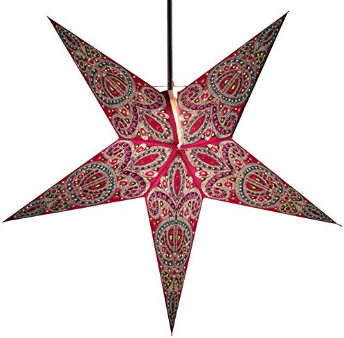 GURU SHOP Faltbarer Advents Leucht Papierstern, Weihnachtsstern 60 cm - Calea Blau, Papiersterne 60 cm