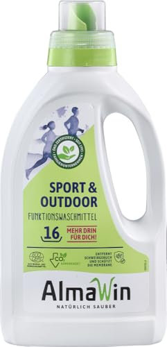 AlmaWin® Sportwaschmittel für Funktionskleidung 2x750ml entfernt effektiv Schweißgeruch - Membranfunktion-schützendes Funktionswaschmittel - Outdoor Waschmittel - Reisewaschmittel [20-40°C]